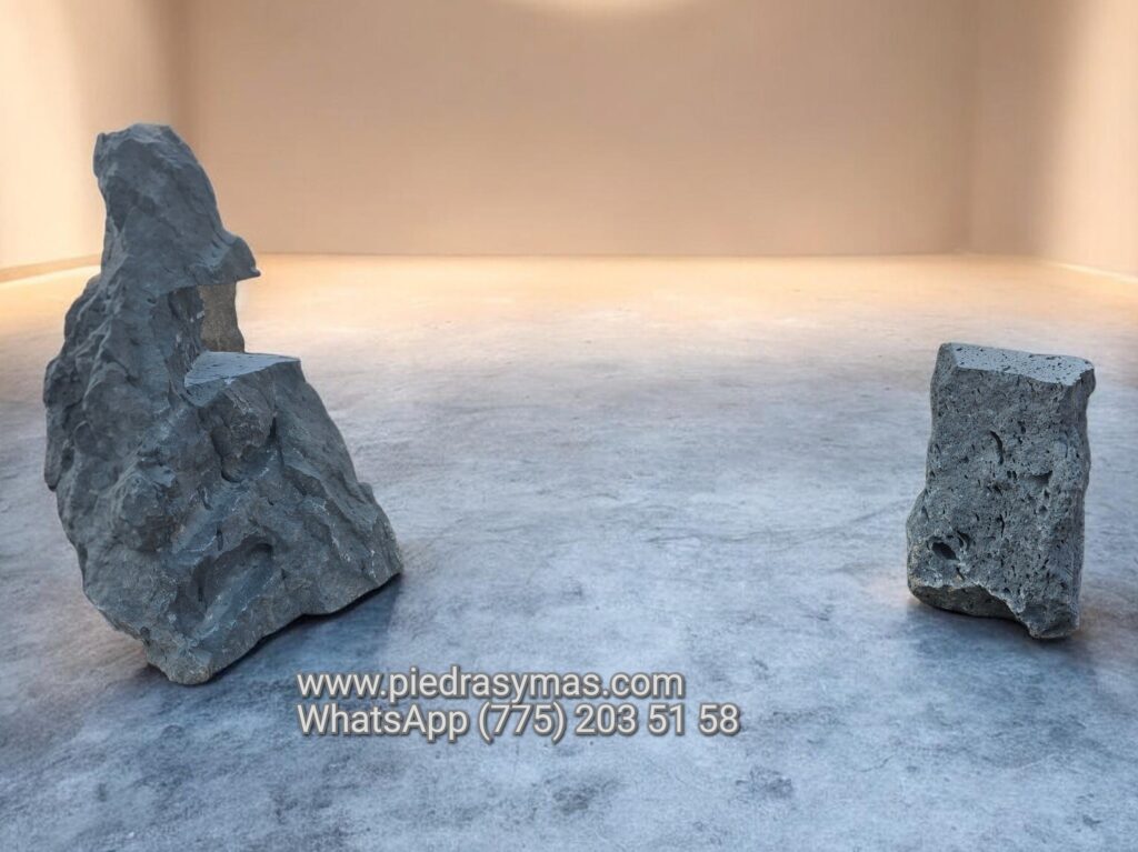 Bases para mesa de madera en piedra volcanica