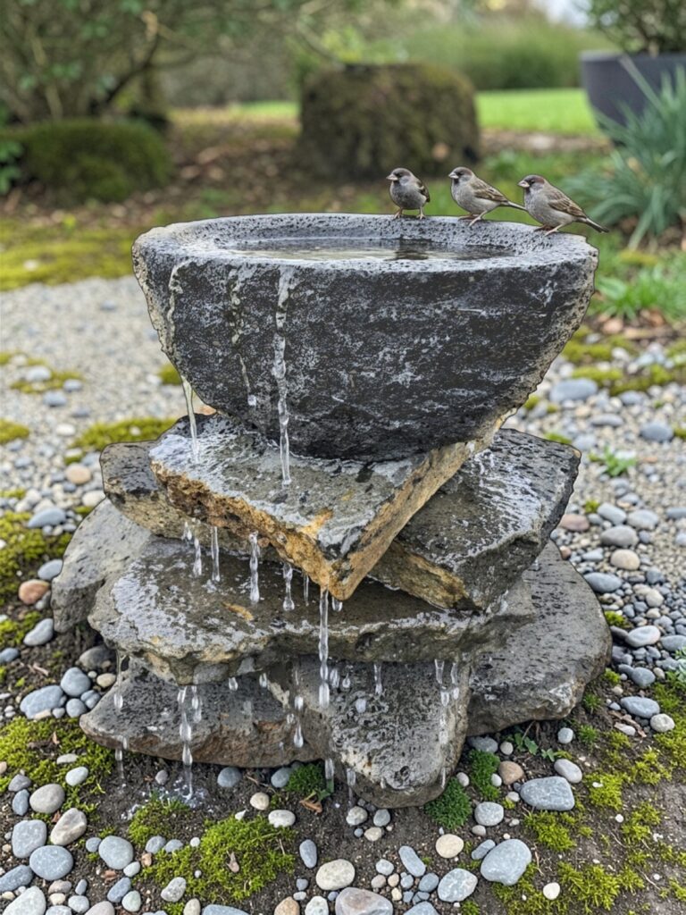 Foto 1 Bebedero de piedra volcanica negra estilo rustico